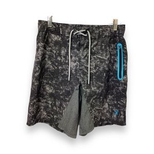 Spyder Swim Mens 7” Lined Board Short Swim Trunk, Marbled Black, sz M